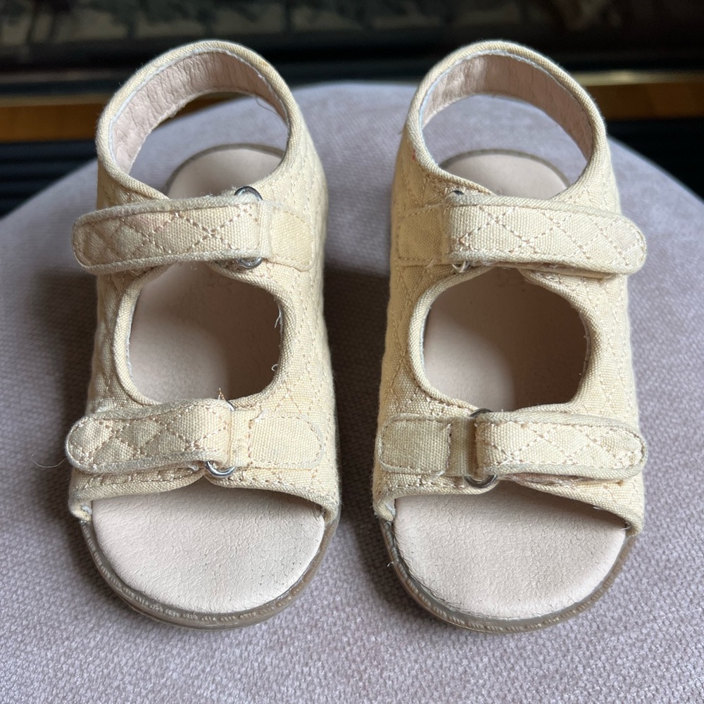 Consciously Baby- beige canvas quilted sandals